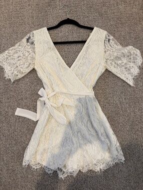 Pink Lily white lace romper